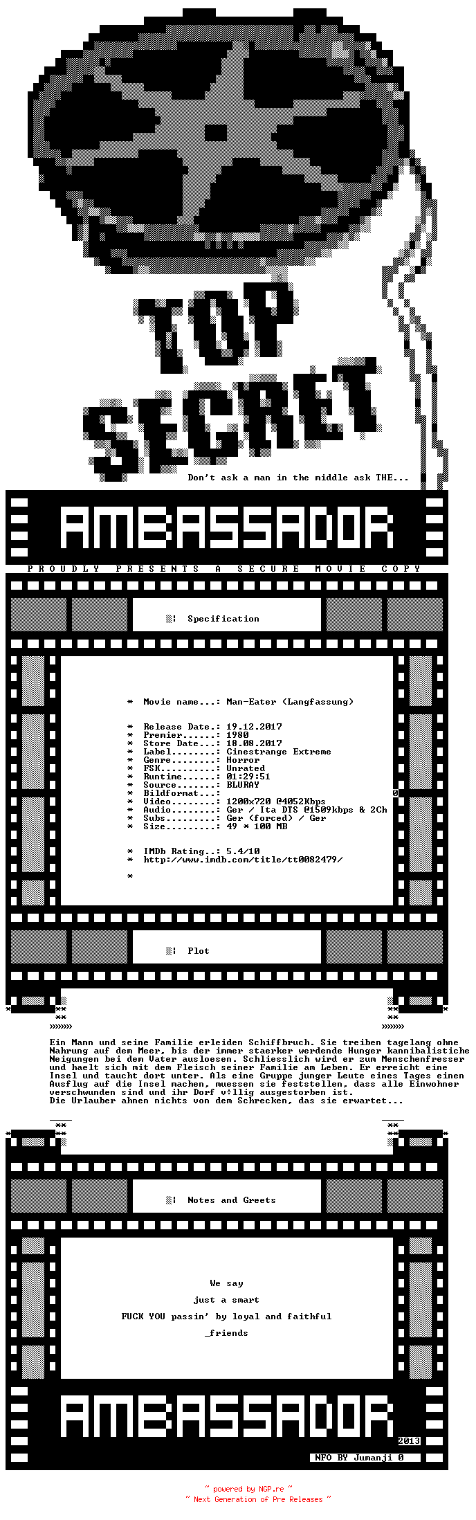NFO for the release Man-Eater.LANGFASSUNG.GERMAN.1980.720P.BLURAY.X264-AMBASSADOR by AMBASSADOR