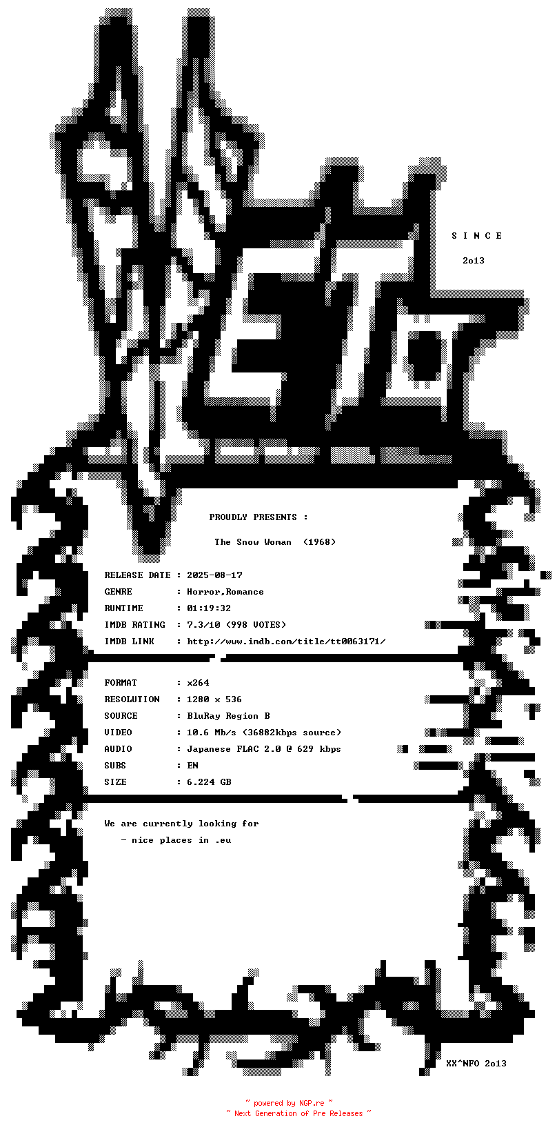 NFO for the release The.Snow.Woman.1968.720p.BluRay.x264-VETO by VETO
