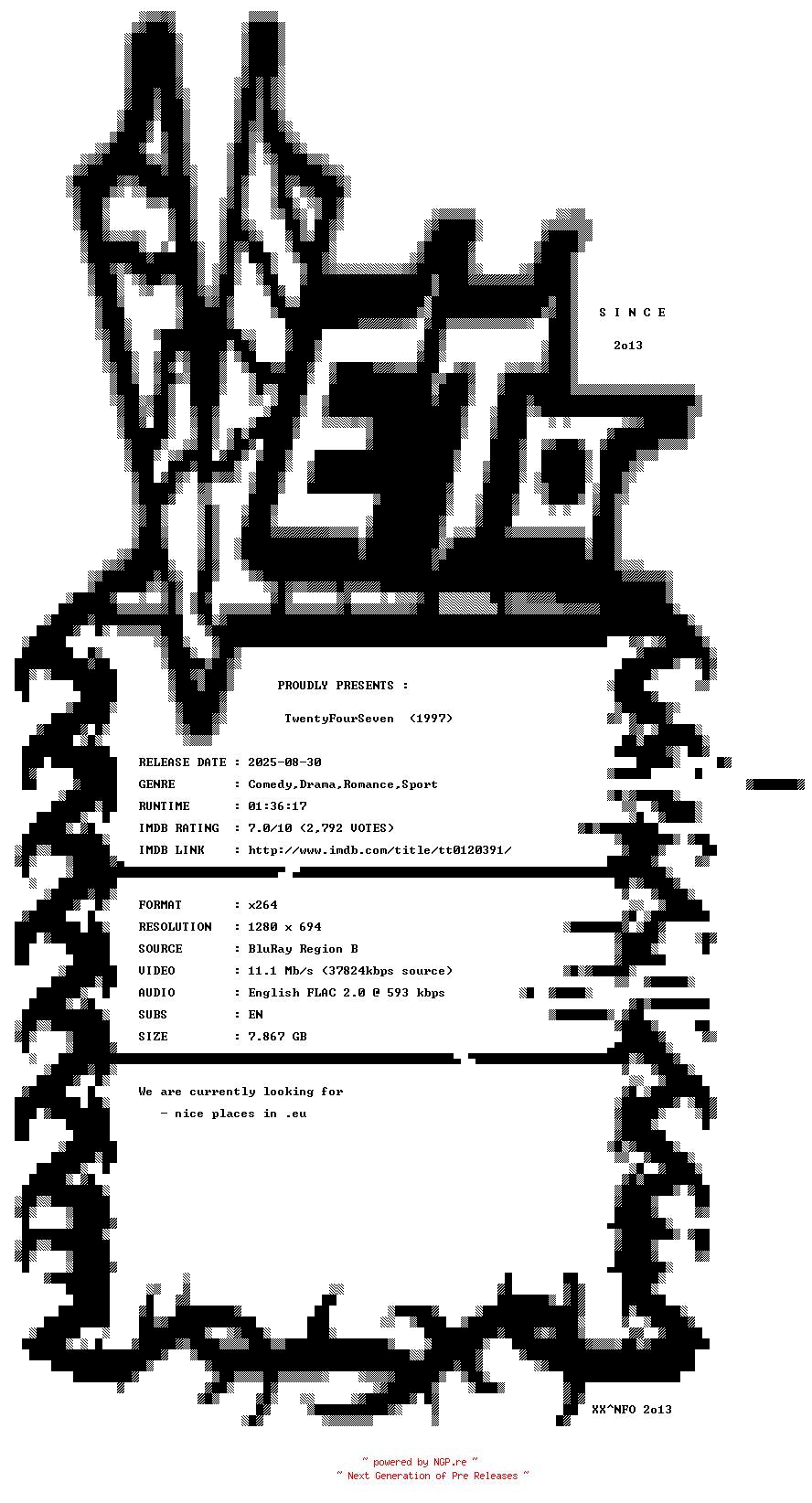 NFO for the release TwentyFourSeven.1997.720p.BluRay.x264-VETO by VETO