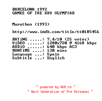 NFO for the release Marathon.1993.720p.BluRay.x264-SUMMERX by SUMMERX