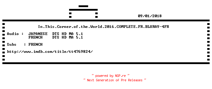 NFO for the release In.This.Corner.of.the.World.2016.COMPLETE.FR.BLURAY-4FR by 4FR