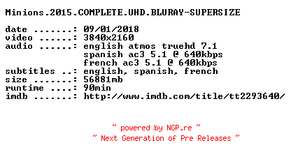 NFO for the release Minions.2015.COMPLETE.UHD.BLURAY-SUPERSIZE by SUPERSIZE