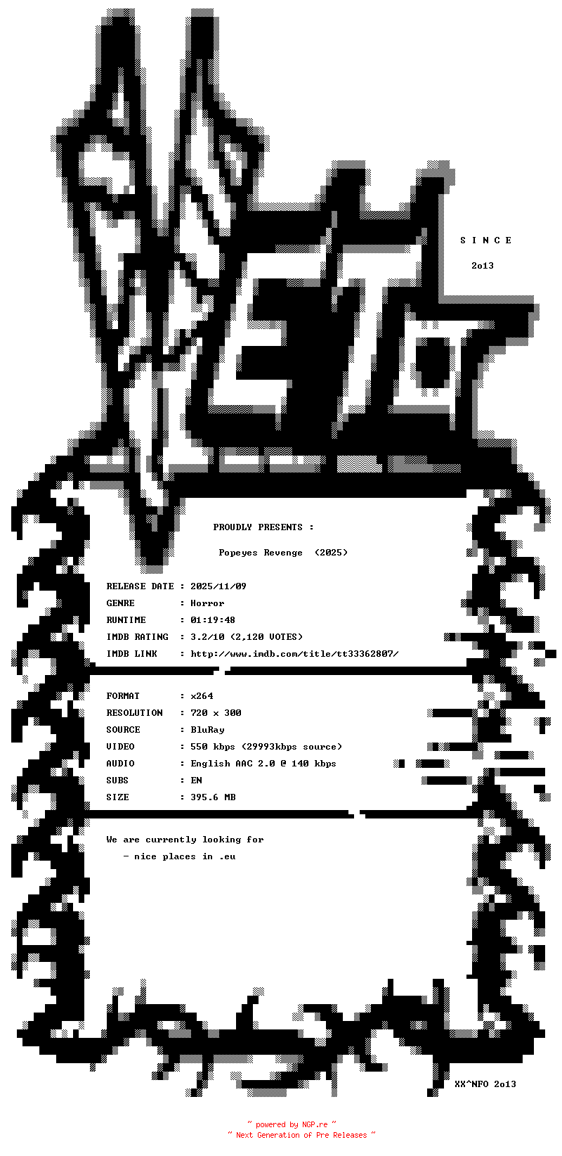 NFO for the release Popeyes.Revenge.2025.BDRip.x264-VETO by VETO