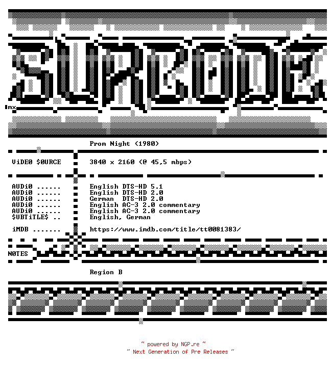 NFO for the release Prom.Night.1980.COMPLETE.UHD.BLURAY-SURCODE by SURCODE