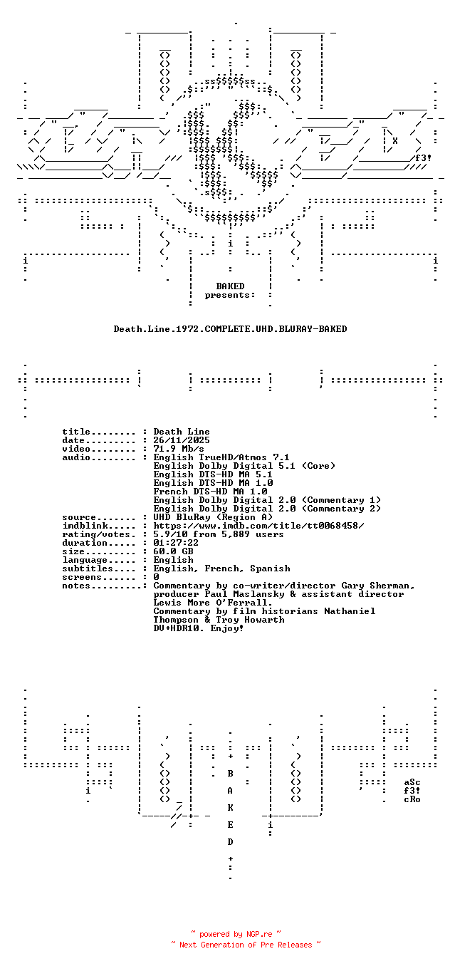 NFO for the release Death.Line.1972.COMPLETE.UHD.BLURAY-BAKED by BAKED