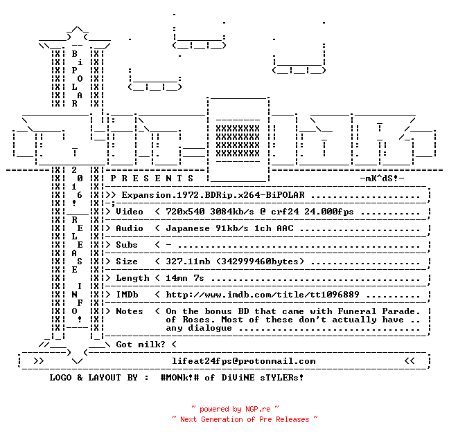 NFO for the release Expansion.1972.BDRip.x264-BiPOLAR by BiPOLAR