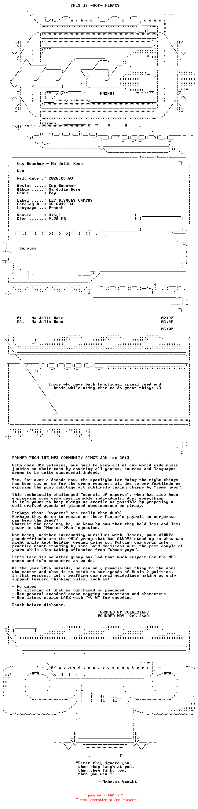 NFO for the release Guy_Boucher--Ma_jolie_Rose-PROMO-VLS-FR-1973-WUS by WUS
