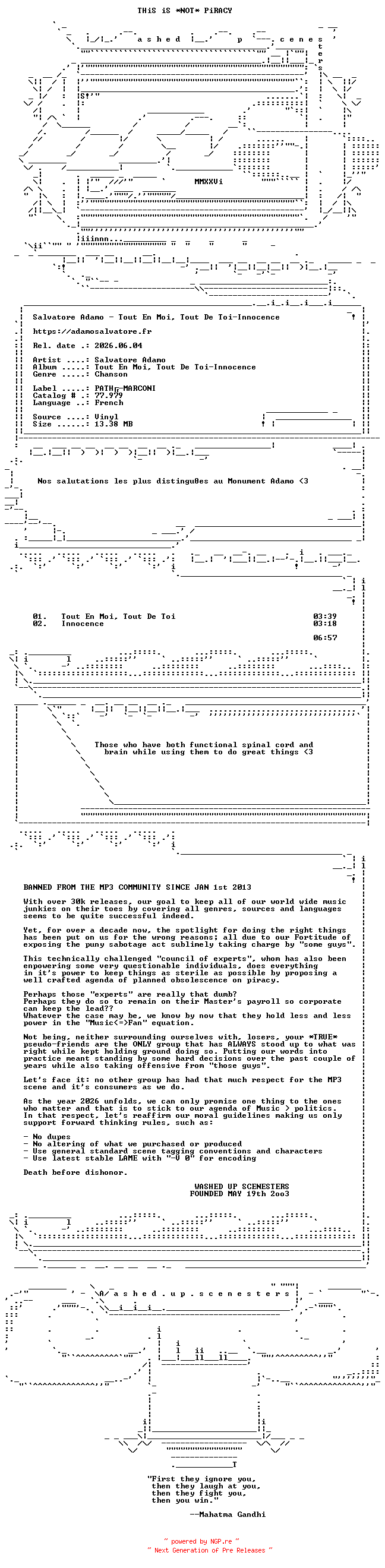 NFO for the release Salvatore_Adamo--Tout_en_moi_tout_de_toi-Innocence-VLS-FR-1975-WUS by WUS