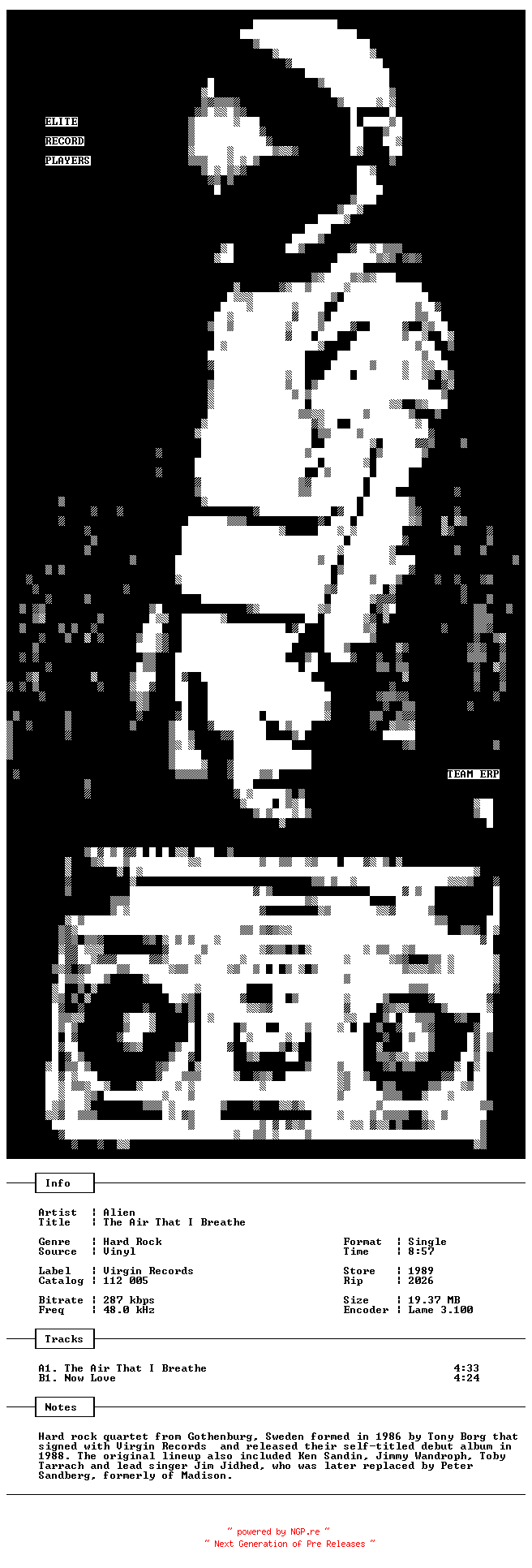 NFO for the release Alien-The_Air_That_I_Breathe-VLS-1989-ERP_INT by ERP_INT