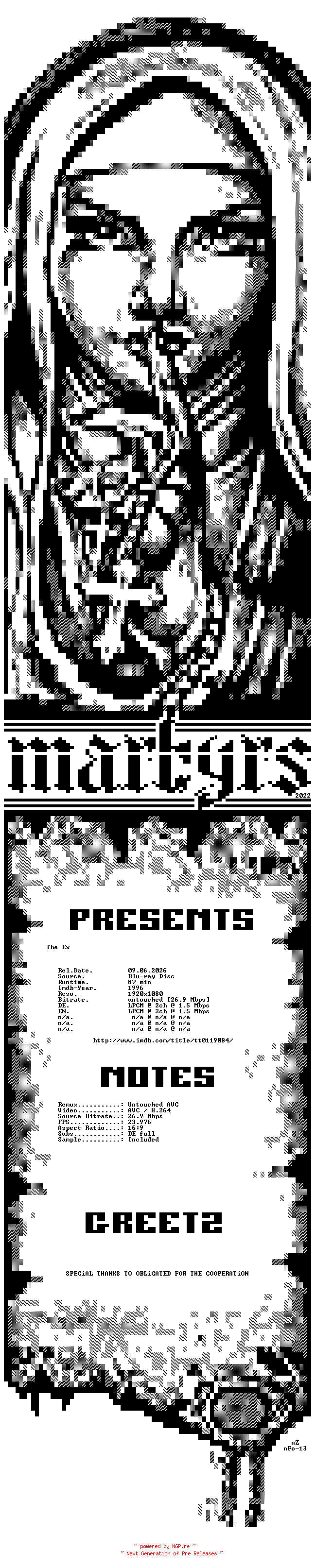 NFO for the release The.Axe.Eine.verhaengnisvolle.Ehe.1996.German.DL.1080p.BluRay.AVC-MARTYRS by MARTYRS
