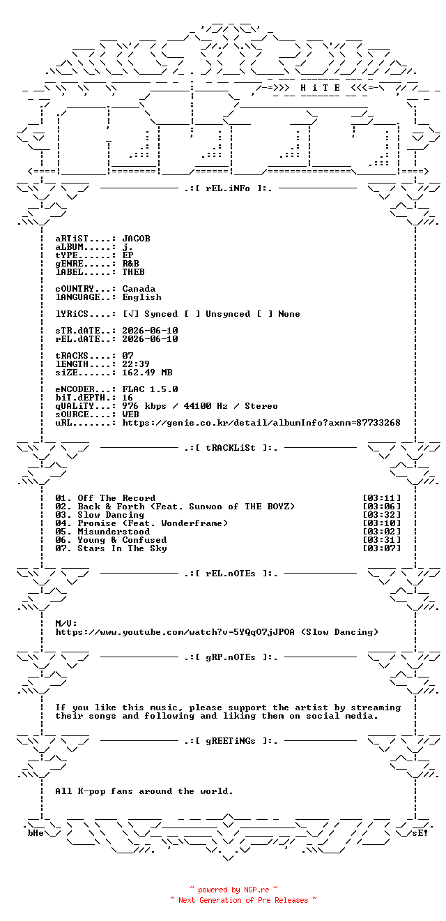 NFO for the release JACOB-J-EP-16BIT-WEB-FLAC-2026-HiTE by HiTE