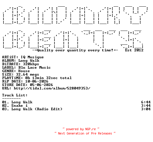 NFO for the release IQ_Musique-Long_Walk-(BLM302)-WEB-2026-BB by BB