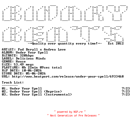 NFO for the release Pad_Beryll_x_Andrea_Love-Under_Your_Spell-(DLMND001)-WEB-2026-BB by BB