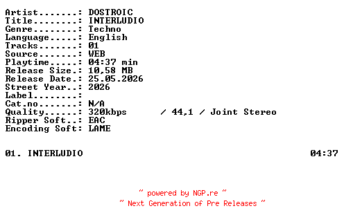 NFO for the release DOSTROIC-INTERLUDIO-SINGLE-WEB-2026-XTC_iNT by XTC_iNT