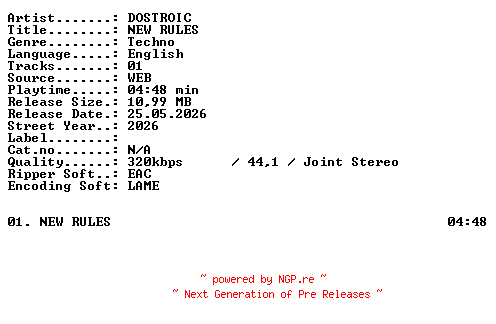 NFO for the release DOSTROIC-NEW_RULES-SINGLE-WEB-2026-XTC_iNT by XTC_iNT