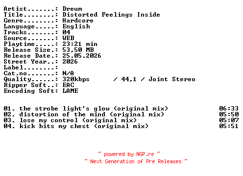 NFO for the release Dreum-Distorted_Feelings_Inside-WEB-2026-XTC_iNT by XTC_iNT