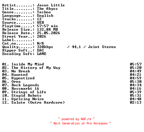 NFO for the release Jason_Little-The_Abyss-WEB-2026-XTC_iNT by XTC_iNT