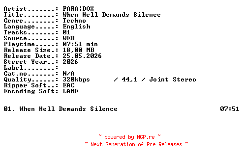 NFO for the release PARADOX-When_Hell_Demands_Silence-SINGLE-WEB-2026-XTC_iNT by XTC_iNT