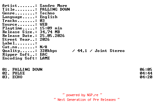 NFO for the release Sandro_Mure-FALLING_DOWN-WEB-2026-XTC_iNT by XTC_iNT