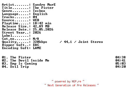 NFO for the release Sandro_MurE-The_Fister-WEB-2026-XTC_iNT by XTC_iNT