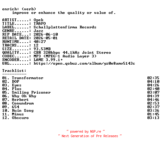 NFO for the release Opek-TRAFO-WEB-2026-ENRiCH by ENRiCH