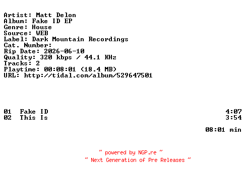 NFO for the release Matt_Delon-Fake_ID_EP-EP-WEB-2026-ZLS by ZLS