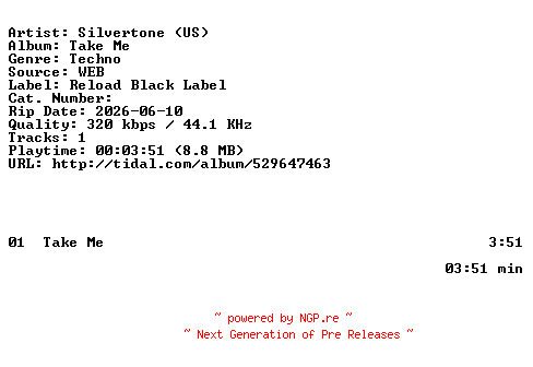 NFO for the release Silvertone_(US)-Take_Me-SINGLE-WEB-2026-ZLS by ZLS
