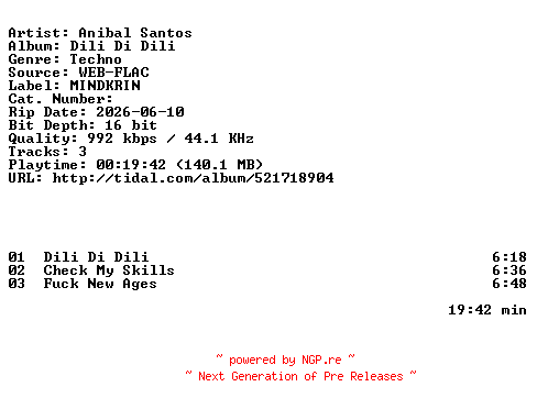 NFO for the release Anibal_Santos-Dili_Di_Dili-EP-16BIT-WEB-FLAC-2026-HFC by HFC