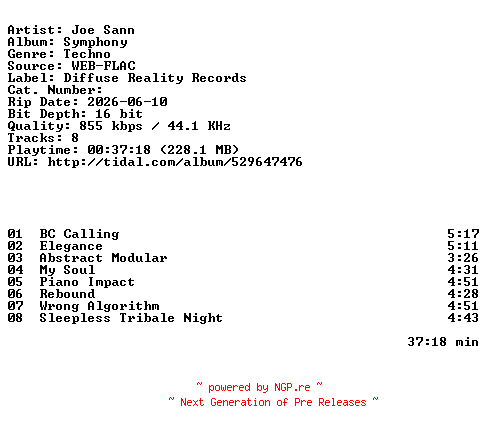 NFO for the release Joe_Sann-Symphony-16BIT-WEB-FLAC-2026-HFC by HFC