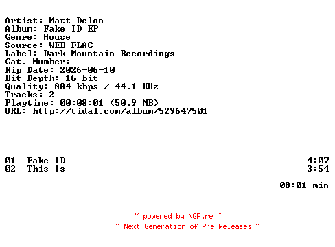 NFO for the release Matt_Delon-Fake_ID_EP-EP-16BIT-WEB-FLAC-2026-HFC by HFC