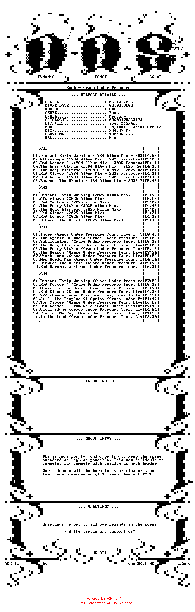NFO for the release Rush-Grace_Under_Pressure-Deluxe_Edition-4CD-2026-DDS by DDS