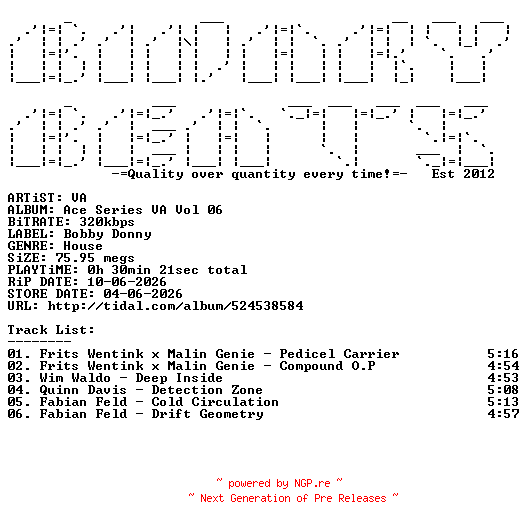 NFO for the release VA-Ace_Series_VA_Vol_06-(BODOACEVA006)-WEB-2026-BB by BB