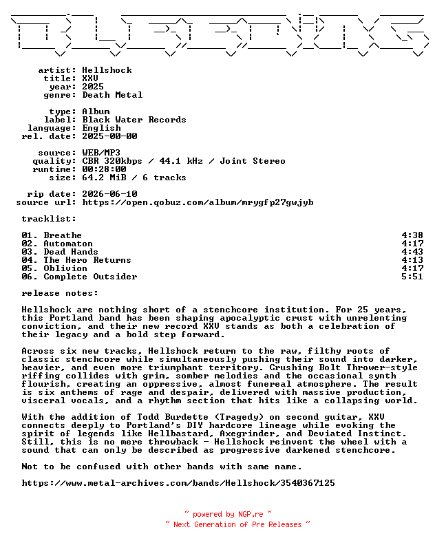 NFO for the release Hellshock-XXV-WEB-2025-BLEEDiNG by BLEEDiNG