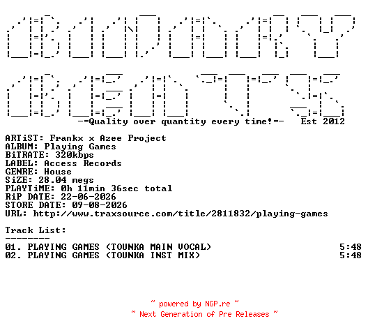 NFO for the release Frankx_x_Azee_Project-Playing_Games-(ACESSS79)-WEB-2026-BB by BB
