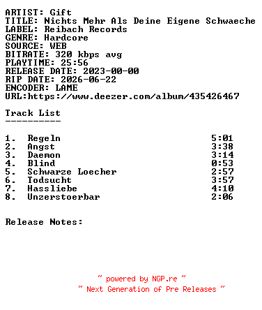 NFO for the release Gift-Nichts_Mehr_Als_Deine_Eigene_Schwaeche-WEB-DE-2023-SDR by SDR
