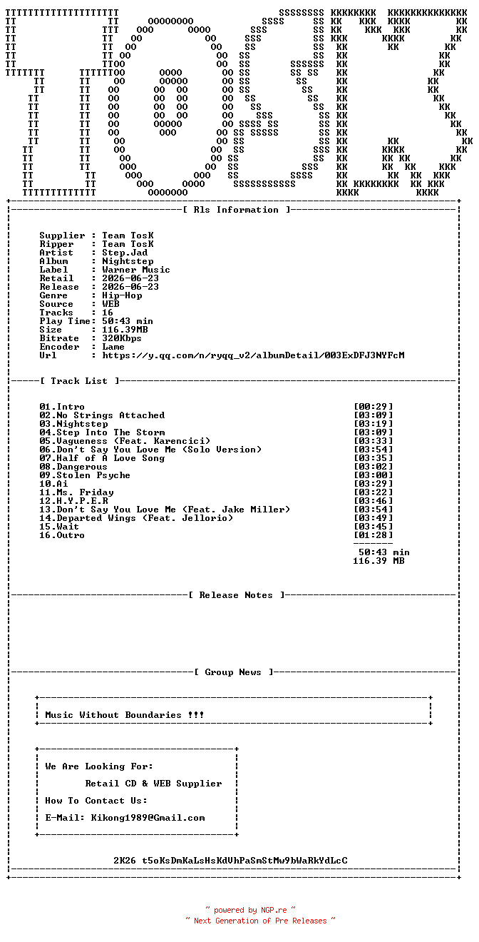 NFO for the release Step.Jad-Nightstep-WEB-CN-2026-TosK by TosK