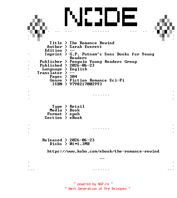 NFO for the release Sarah.Everett.The.Romance.Rewind.2026.RETAiL.EPUB.eBook-NODE by NODE