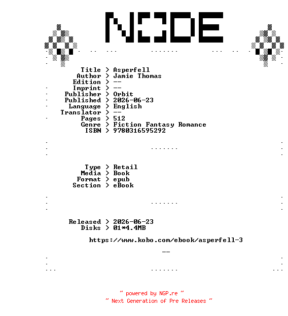 NFO for the release Jamie.Thomas.Asperfell.2026.RETAiL.EPUB.eBook-NODE by NODE