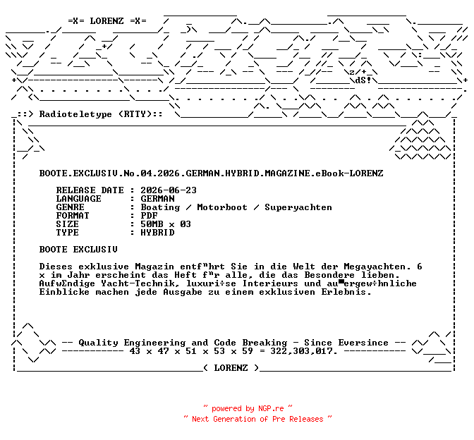 NFO for the release BOOTE.EXCLUSIV.No.04.2026.GERMAN.HYBRID.MAGAZINE.eBook-LORENZ by LORENZ