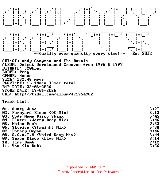 NFO for the release Andy_Compton_And_The_Rurals-Output_Unreleased_Grooves_From_1996_And_1997-(PENGLP66)-WEB-2026-BB by BB