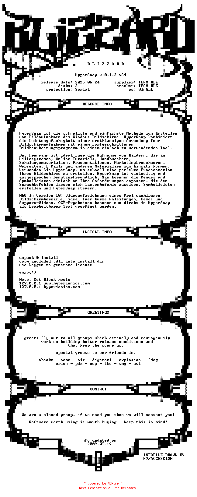 NFO for the release HyperSnap.v10.1.2.x64.GERMAN.WinALL.Incl.Keygen-BLiZZARD by BLiZZARD