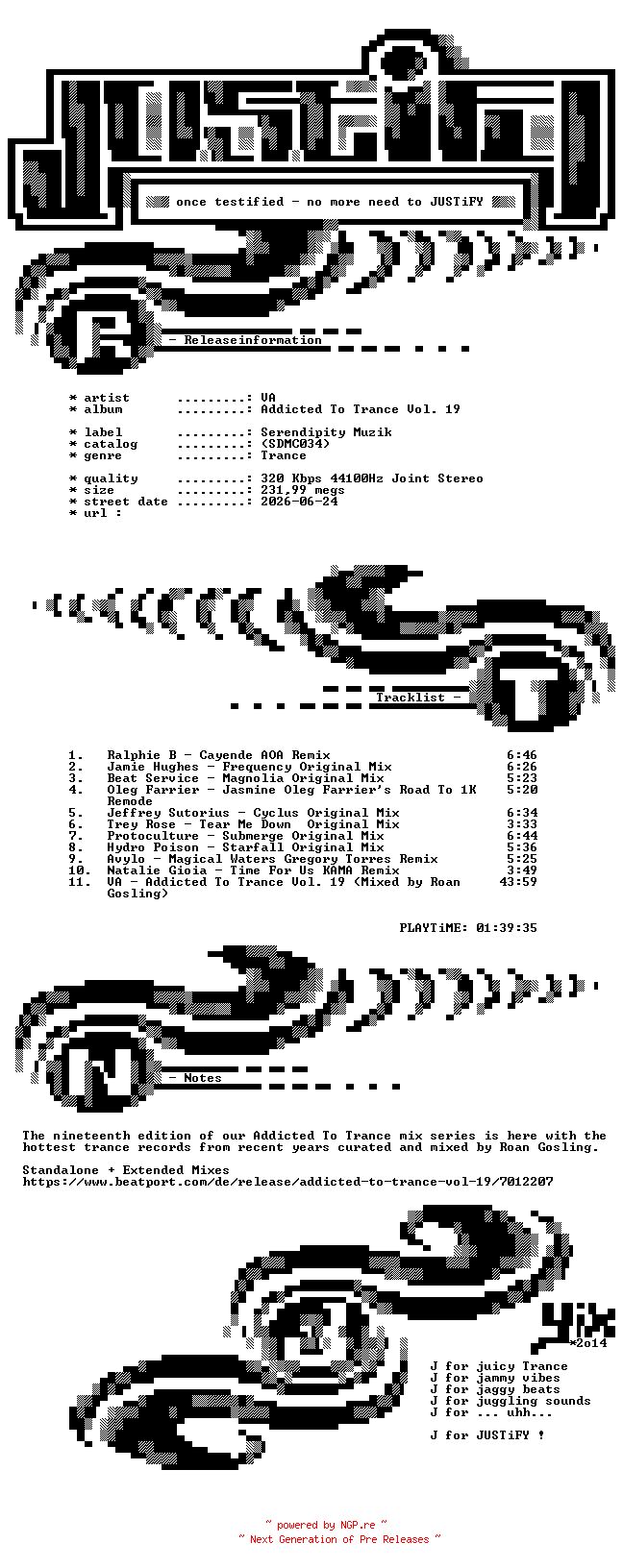NFO for the release VA-Addicted_To_Trance_Vol._19-(SDMC034)-WEB-2026-JUSTiFY_iNT by JUSTiFY_iNT
