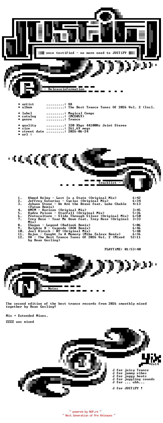 NFO for the release VA-The_Best_Trance_Tunes_Of_2026_Vol._2_(Incl._Extended_Mixes)-(MCS059)-WEB-2026-JUSTiFY_iNT by JUSTiFY_iNT