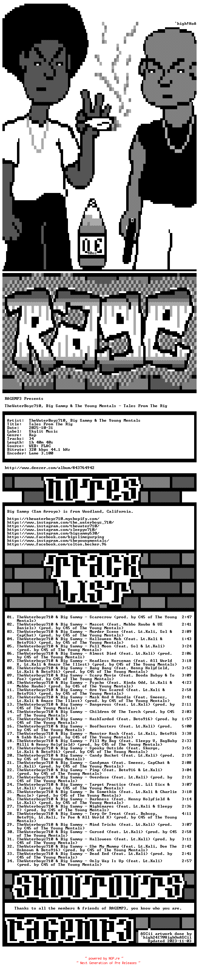 NFO for the release TheWaterBoyz710_Big_Sammy_And_The_Young_Mentals-Tales_From_The_Rig-WEB-2025-RAGEMP3 by RAGEMP3