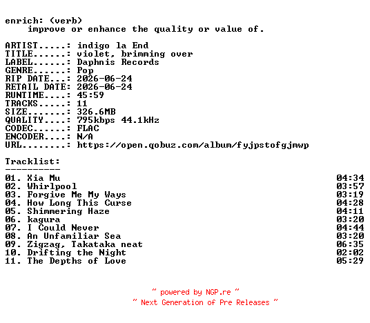 NFO for the release indigo_la_End-violet_brimming_over-JP-16BIT-WEB-FLAC-2026-ENRiCH by ENRiCH