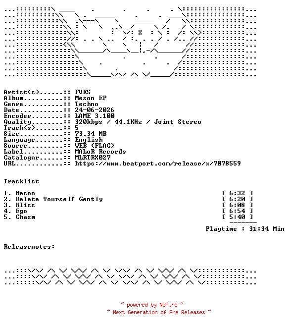 NFO for the release FVKS-Meson_EP-MLRTRX027-WEB-2026-WAV by WAV