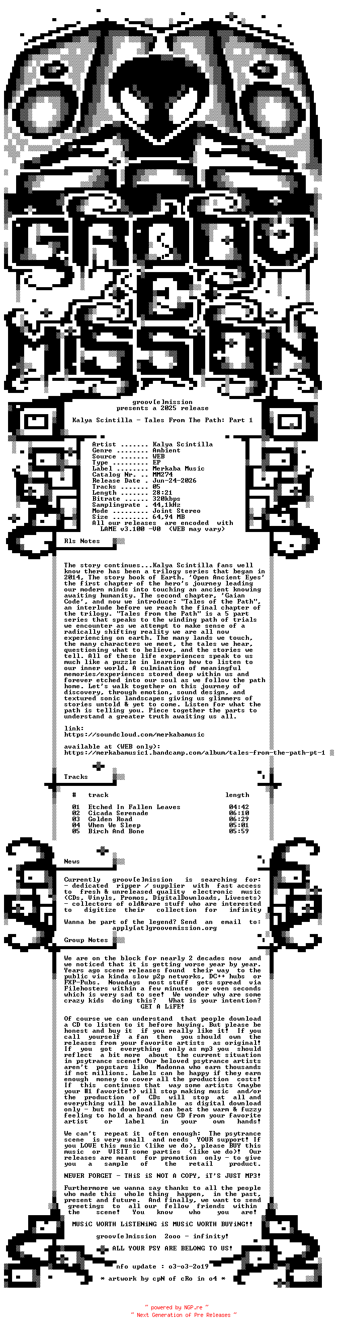 NFO for the release Kalya_Scintilla_-_Tales_From_The_Path_Part_1-(MM274)-WEB-2025-gEm by gEm