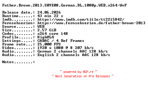 NFO for the release Father.Brown.2013.S09E08.German.DL.1080p.WEB.x264-WvF by WvF