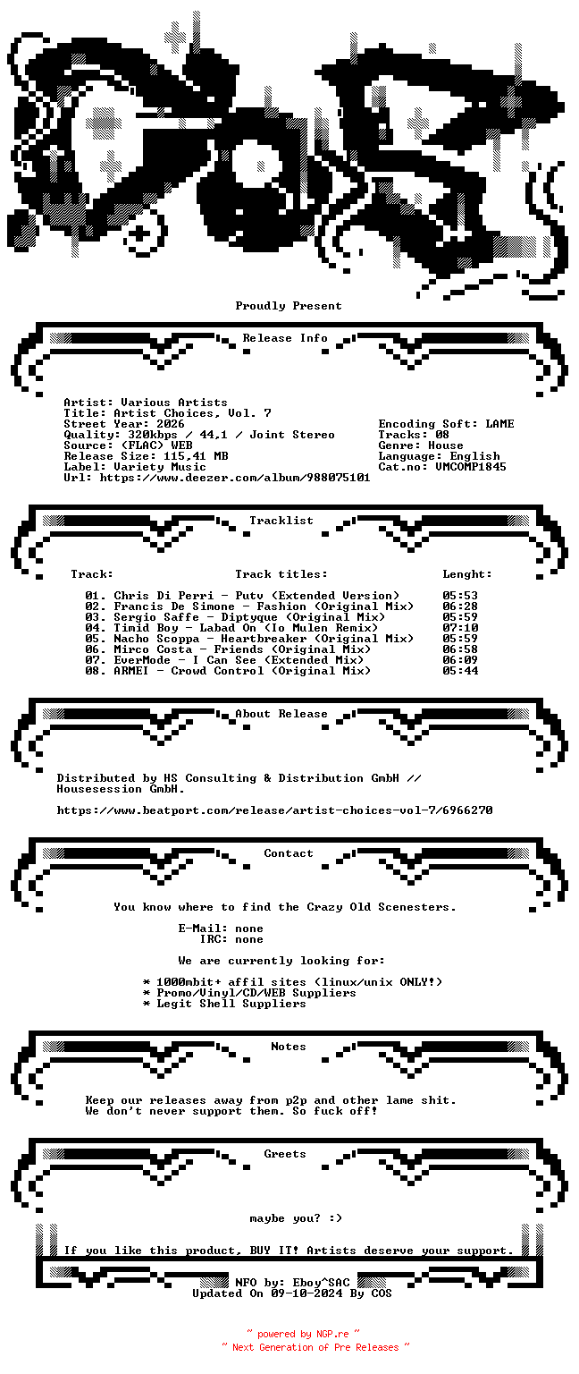 NFO for the release VA-Artist_Choices_Vol._7-(VMCOMP1845)-WEB-2026-COS by COS