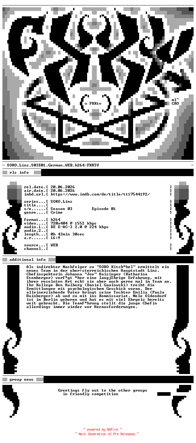 NFO for the release SOKO.Linz.S03E01.German.WEB.h264-FKKTV by FKKTV